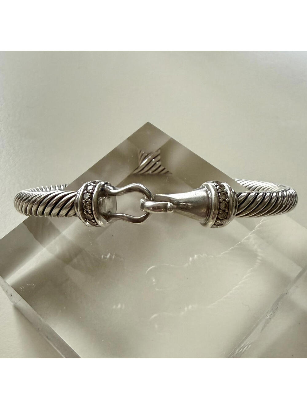 DAVID YURMAN BRACELET SET Cable Buckle 925/750 Gold + X Crossover Diamond Cuff - Picture 4 of 9